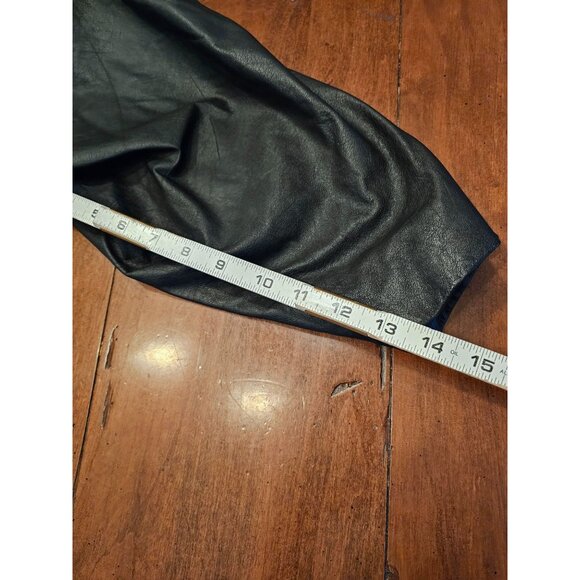 VTG Winlit Leather Trench Medium retro goth vamp 80s black - Picture 11 of 14